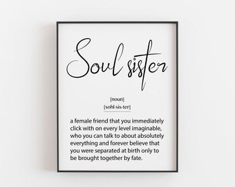 Soul Sister, Best Friend Gift, Best Friend Birthday Gift, Best Friend Birthday, Soulsister Gift, Bridesmaid Gift, Gift for Best Friend, Art