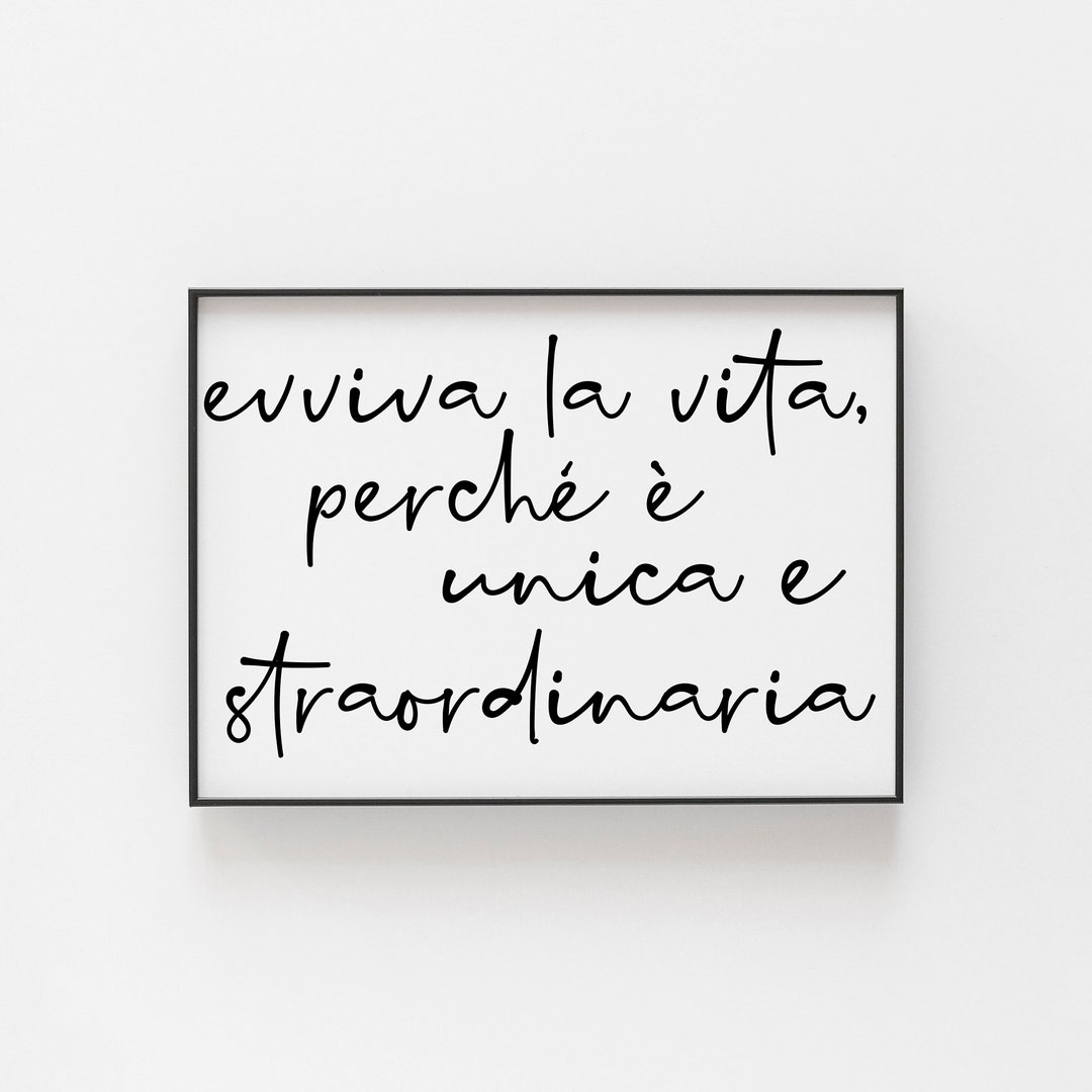 Italian Wall Art Print Evviva La Vita Embrace the Etsy
