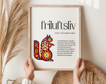Friluftsliv Nordic Print for Nature Lovers, Outdoor Lifestyle Gift, Scandinavian Style, Friluftsliv, Scandi Wall Art, Nordic Art, Hygge Gift