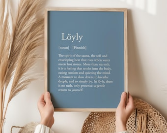 Löyly Finnish Word Print, Sauna Gift, Nordic Wellness Wall Art, Finnish Sauna Print, Unique Gift for Him, Scandinavian Home Decor