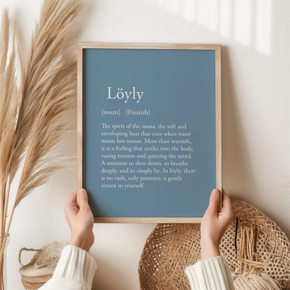 Löyly Finnish Word Print, Sauna Gift, Nordic Wellness Wall Art, Finnish Sauna Print, Unique Gift for Him, Scandinavian Home Decor
