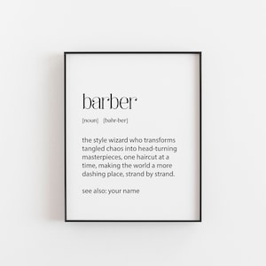 Barber Definition Print, Personalised Barber Gift, Barber Shop Wall Decor, Barber Appreciation Gifts, Barber Wall Art, Dictionary Print