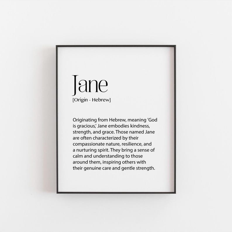Jane Name Meaning Print, Girls Name Art, Nursery Decor, Personalised Room Decor, Custom Name