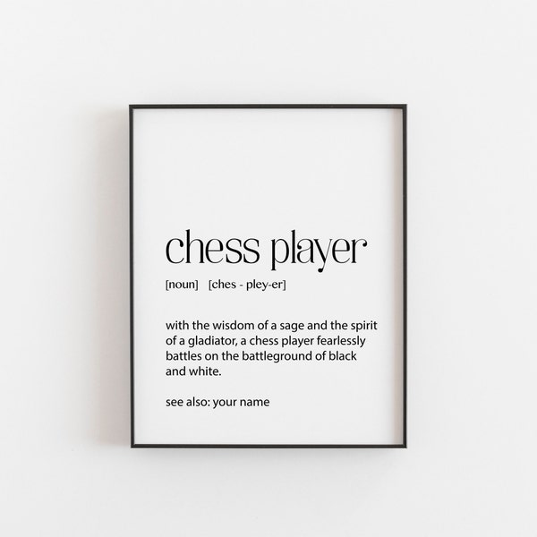 Personalised Chess Player Gift Wall Art - Unique Chess Gift - Customized Chess Player Print - Gift for Chess Lover - Home Decor - Chess Club