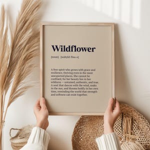 Inspirational Quote Print – Wildflower Wall Art, Boho Typography Poster, Gift for Her, Free Spirit Artwork, Feminine Strength Decor