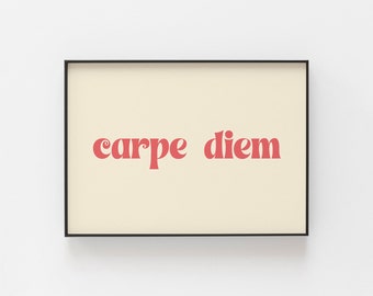 Latin Carpe Diem Poster, Life Affirming Poster, Wall Art for the Home, Latin for Seize the Day, Perfect for Students or Professionals, Print