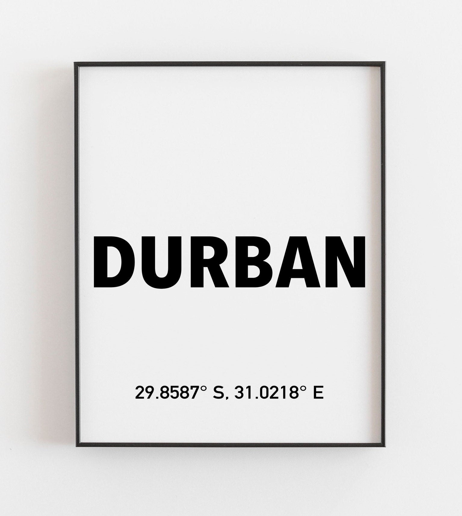 Durban Coordinates Durban Poster Durban Gift Durban Wall Etsy