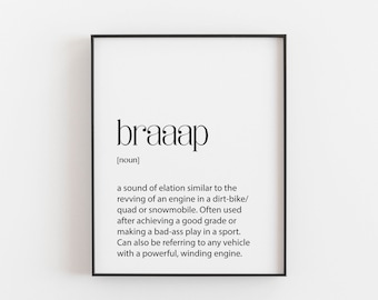 Motocross Wall Art, Braaap, Dirt Bike Print, Motocross Print, Motorcycle Print, Dictionary Print, Definition Print, MotorSport Art, MotoX