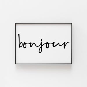 Bonjour Wall Print, French-Inspired Wall Art & Decor, Hello-Themed Art. Perfect for French Enthusiasts and Home Décor Lovers. Francophiles