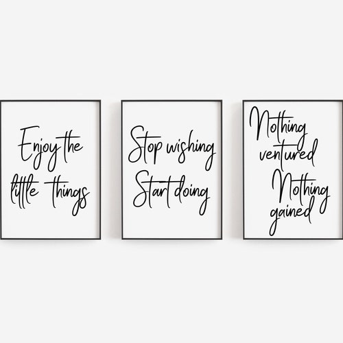 Home Wall Art Set of 3 Motivational Art Set of 3 Wall Etsy