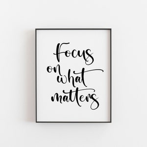 focus on what matters Print | Motivational Poster | Positive Quote Print | Trendy Art | Quote Wall Art | Minimalist Wall Art | Bedroom Art