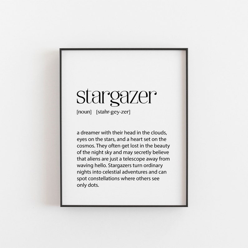 Stargazing Poster, Dictionary Poster, Stargazer Gift, Lover of Stars ...