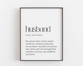 Husband Definition, Husband Gift, Husband Birthday Gift, Husband Wall Art, Hubby Gift, Husband Art, New Husband Gift, Husband Bedroom Art