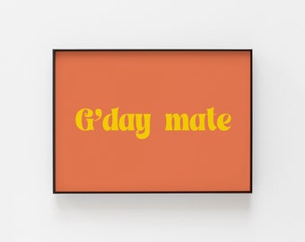G’day Print – Australian Slang Wall Art Poster | Aussie Gift Idea | Funny Typography Decor | Australian Home or Travel Souvenir Print