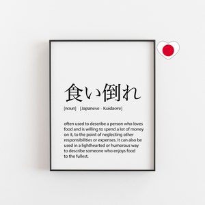 Kuidaore Definition Print: the Japanese Word for 'Eating Yourself Bankrupt' - Perfect for Foodies and Fans of Scandi and Japanese Typography