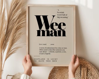 Lámina escocesa "Wee Man", regalo escocés divertido, arte mural con jerga escocesa, regalo de Glasgow, lámina de la Noche de Burns