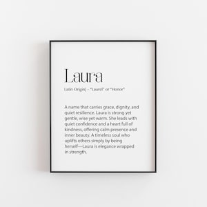 Laura Name Bedeutung Print - Anmutige & Starke Wand Kunst - Laurel Victory Poster - Baby Mädchen Kinderzimmer Dekor - Zeitloses Namensgeschenk - 20x30 oder 30x40