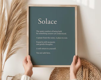 Solace Definition Print, Grief Comfort Gift, Mindfulness Wall Art, Thinking of You Gift, Encouragement Gift for Her, Sympathy Print