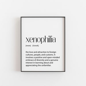 Xenophilia Definition Greek Print, Unique Greece Gift, Interesting Words from Greece, Wall Art Dictionary Prints, Greek Word Prints, Print