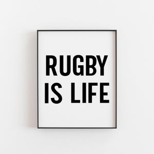 Rugby Gifts - Rugby is Life Poster - Rugby Player Funny Gift - Rugby Print - Rugby Poster - Sports Gifts - Sports Bedroom Wall Art - A2 A3