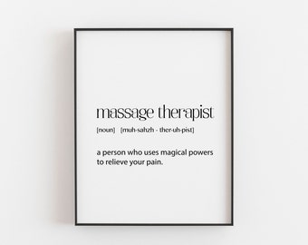 Massage Therapist Definition Print - Unique Gift Idea - Wall Art - Appreciation Thank You Gift - Modern Home Decor - Massage Studio Decor