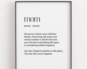 Mom Definition Print, Funny Gift for Mum, Mother's Day Gift, Mum Birthday Gift, Best Mum Wall Art