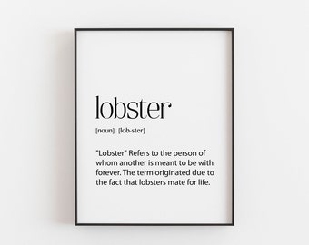 Anniversary Gift, Lobster Definition, Gifts for Him, Gift for Her, Christmas Gift for Her, Birthday Gift for Her - Romantic Gift - Wall Art