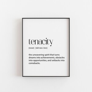 Pomysły na wydruki biurowe Definicja wytrwałości - Wydruki motywacyjne Wydruki inspirujące Sztuka ścienna do biura - Słownik sztuki w akademiku PrintStore