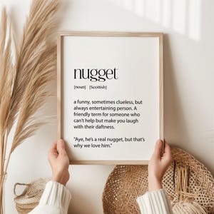 Schotse "goudklompje"-definitieprint – grappige Schotse jargonkunst aan de muur – uniek cadeau voor Schotten, taalliefhebbers, Schotland aandenkens voor vrienden