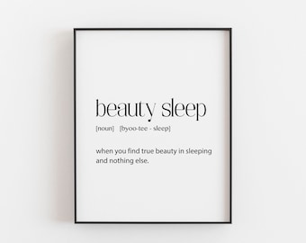 Beauty sleep definition print, dictionary word print, bedroom art, bedroom wall art, teen room wall art, teenage girl room art, girl room