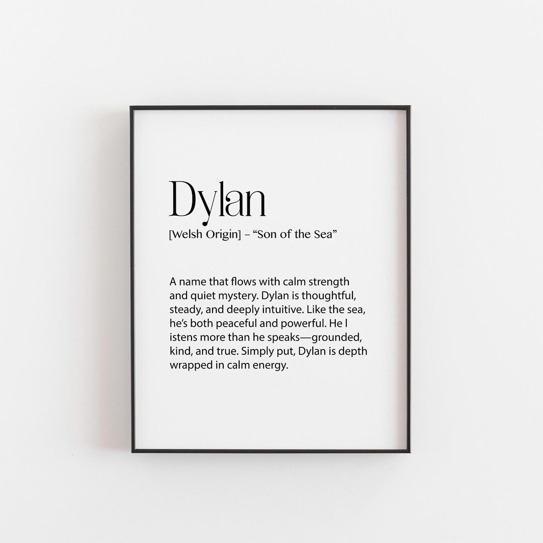 Dylan Name Meaning Print - Son of the Sea Wall Art, Calm & Powerful ...
