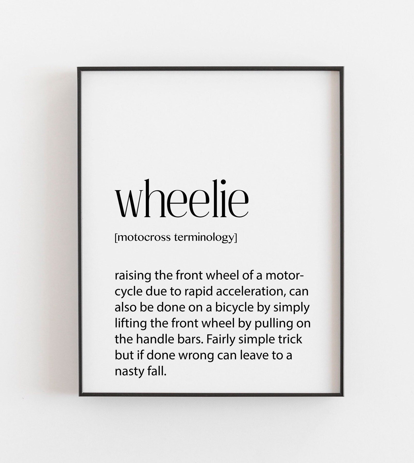 Wheelie Definition / Motocross Wall Art / Motocross Wall Etsy