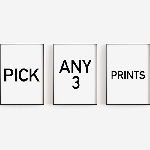 Set of 3 Prints Black and White Wall Art Set of 3 Wall Art Etsy