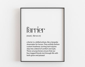 Farrier Gift - Definition Print - Horse Lover's Wall Art - Farrier Appreciation - Stable Decor - Equestrian Decor - DictionaryPrintStore