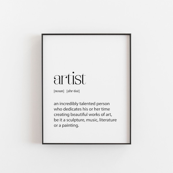 Artist Gift, Artist Definition, Musician Gift, Writer Gift, Painter Gift, Definition Poster, Artist Gifts, Wall Art, Artist Birthday, Artist