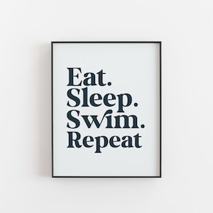 Eat Sleep Swim Repeat Wall Art – Swimmer Gift for Kids & Teens, Pool Decor for Bedrooms, Locker or Gym Wall Print - Motivational Swimming