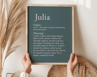 Julia Name Print, Latin Name Definition Gift, Personalised Name Wall Art, Birthday Gift for Her, Elegant Name Print, Julia Gift