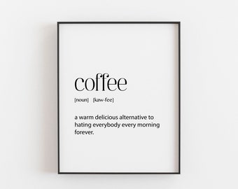 Coffee Gifts | Coffee Definition Wall Art | Perfect for Coffee Lovers | Cool Gift Idea for Her, Him, Housewarming | Office Wall Art Ideas