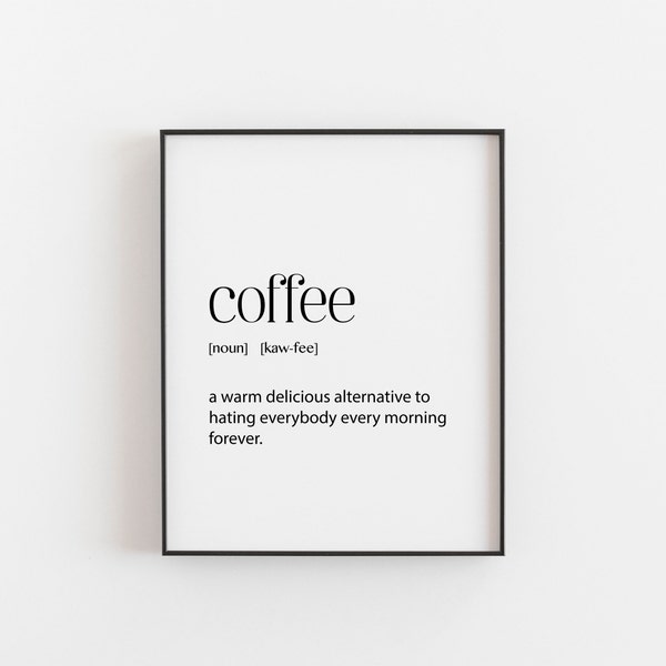 Coffee Gifts | Coffee Definition Wall Art | Perfect for Coffee Lovers | Cool Gift Idea for Her, Him, Housewarming | Office Wall Art Ideas