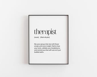 Therapeut Definition Druck | Lustige psychische Gesundheit Wandkunst | Biologie Büro Dekor | Selbstfürsorge Geschenk | Therapeut Wertschätzung Poster