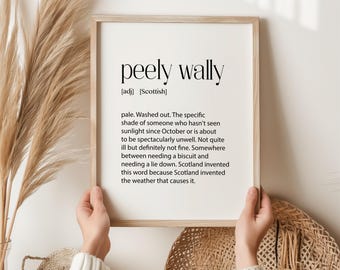 Peely Wally Scottish Print, Funny Scottish Slang Gift, Viral Scottish Word Wall Art, Birthday Gift