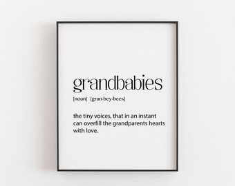 Printable Wall Art | Grandbabies Definition | Grandparents Gift | Digital Download | Grandchildren | Grandparents Day Gift | Bedroom Decor