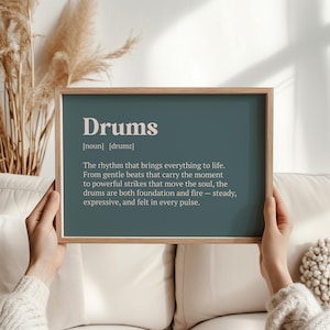 Drums Definition Print Music Wall Art Drummer Gift Musician Poster Minimalist Band Decor Drum Lover Gift