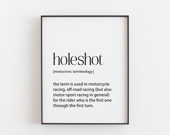 Holeshot, Printable Home Decor, Motocross Sport Poster, Downloadable Art, Motorbike Term, Dirt Bike Art, Cool Words, Gift for Men, Wall Sign