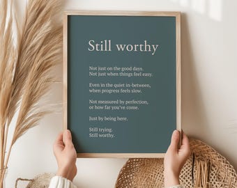 Still Worthy Definition Print, Mental Health Wall Art, Self Love Quote Poster, Minimalist Neutral Decor, Therapy Room Gift, Healing Print