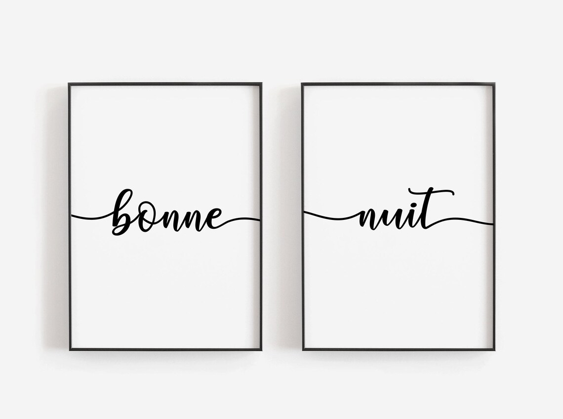 Bonne Nuit Set Bonne Nuit Poster Bonne Nuit Print Bedroom - Etsy