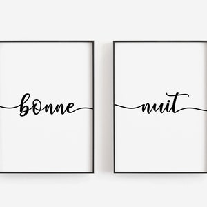 Bonne Nuit Set Bonne Nuit Poster Bonne Nuit Print Bedroom - Etsy