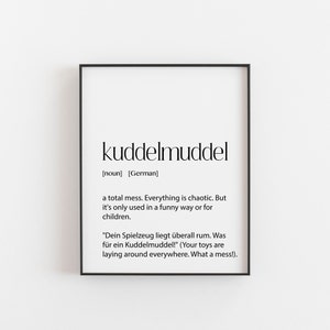 Kuddelmuddel German Definition, German Print, German Wall Art, German Kids Bedroom, Funny German Print, Minimalist German Gift, Funny Words