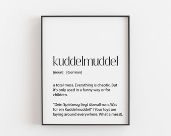 Kuddelmuddel German Definition, German Print, German Wall Art, German Kids Bedroom, Funny German Print, Minimalist German Gift, Funny Words
