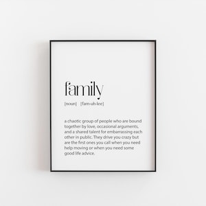 Funny Family Definition Print – Chaos and Love Quote for Families – Heartfelt and Humorous Gift for Christmas, Birthdays, Family Gatherings